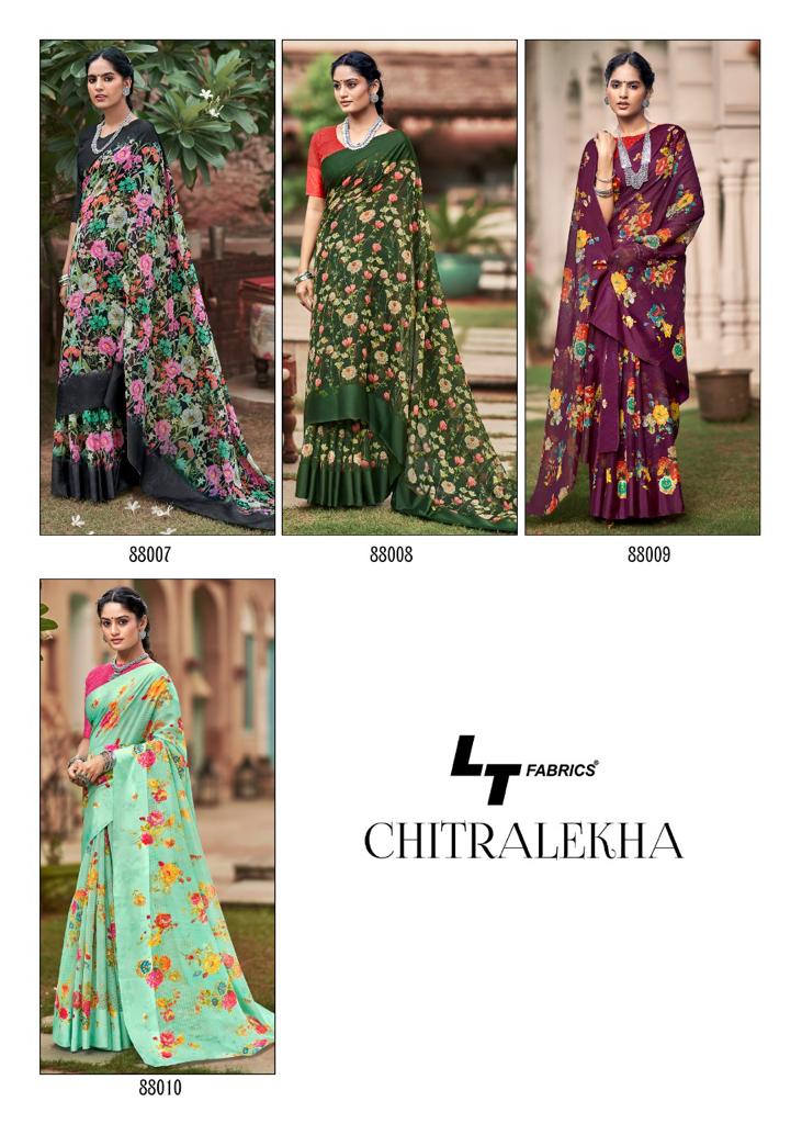 Lt Chitralekha Fancy Ethnic Wear Printed Georgette Designer Saree Collection